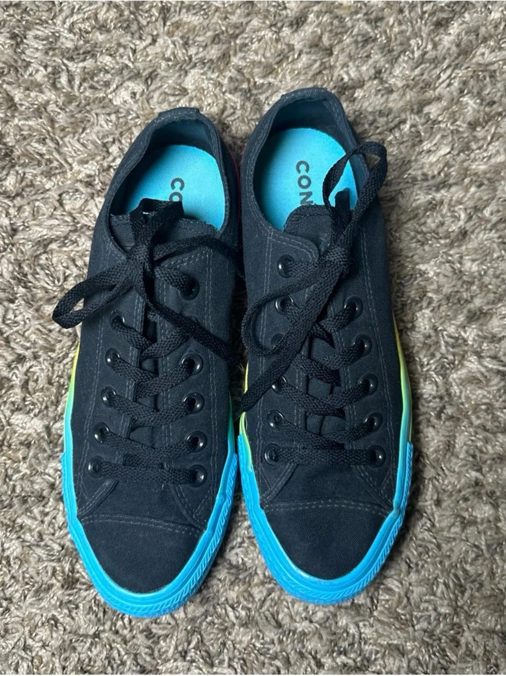 Converse Chuck Taylor All Star Rainbow Sole Black Canvas Sneakers Women’s 8